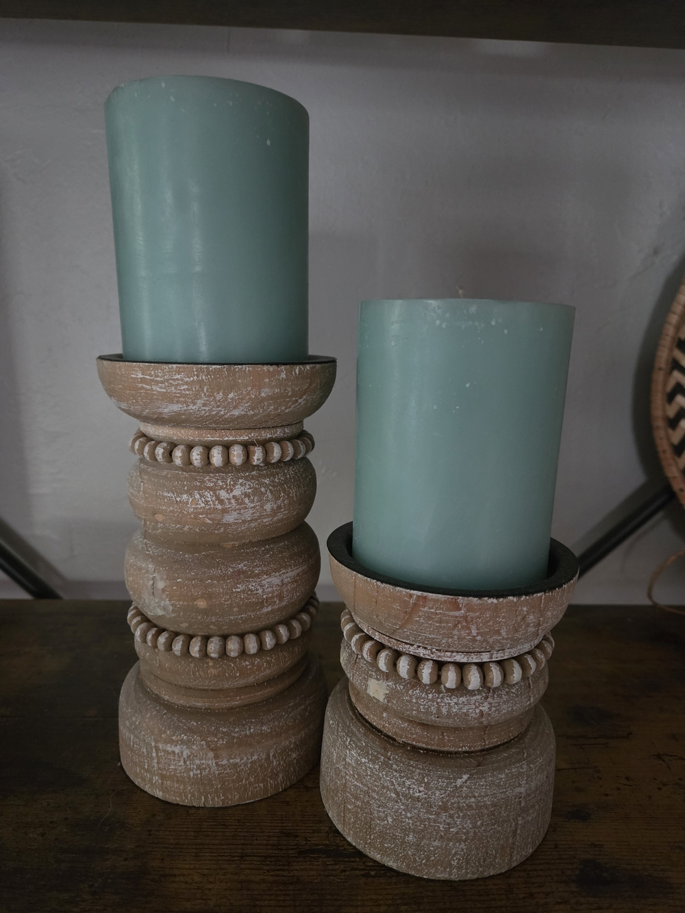 Rustic Wooden Pillar Candle Holders